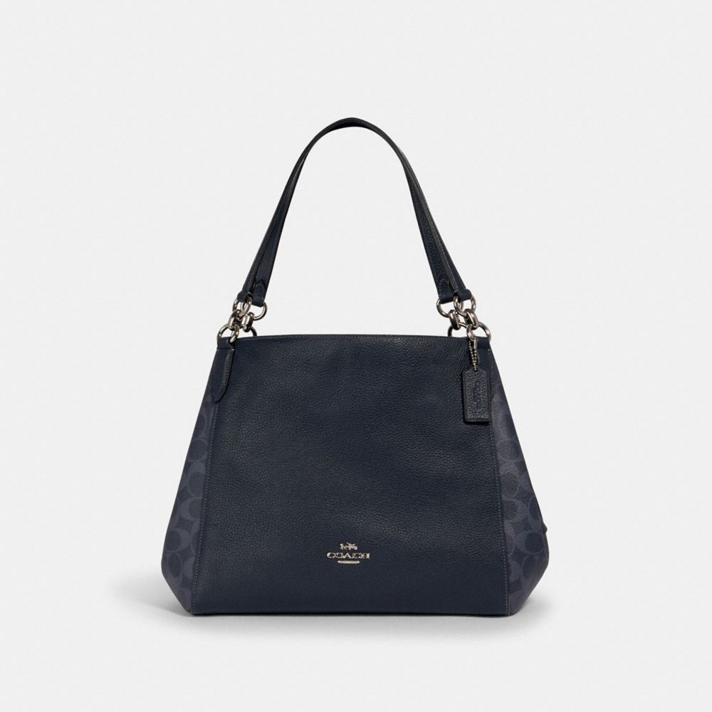 COACH 91133 HALLIE SHOULDER BAG IN SIGNATURE CANVAS SV/DENIM MIDNIGHT