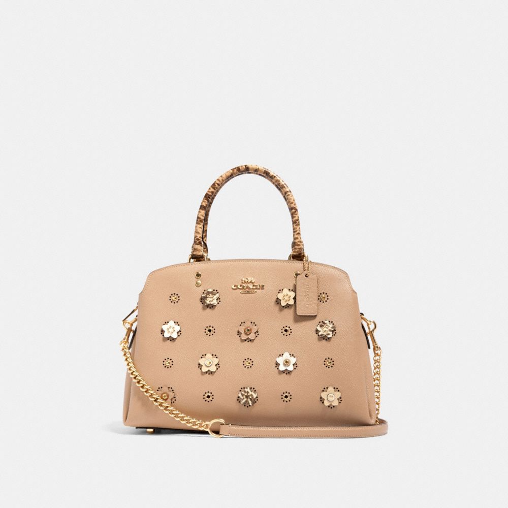 LILLIE CARRYALL WITH DAISY APPLIQUE - IM/TAUPE MULTI - COACH 91141
