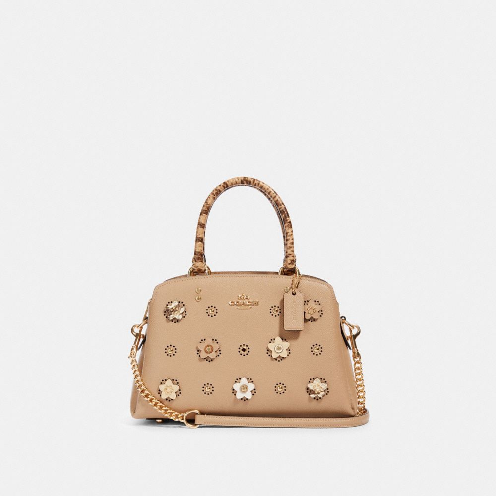 MINI LILLIE CARRYALL WITH DAISY APPLIQUE - IM/TAUPE MULTI - COACH 91142