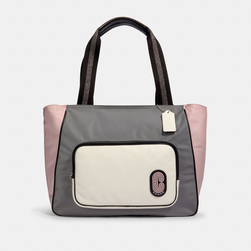 COACH 91157 Court Tote In Colorblock SV/HEATHER GREY MULTI