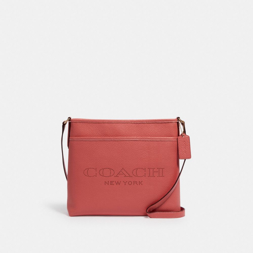 FILE BAG WITH COACH PRINT - 91167 - IM/BRIGHT CORAL