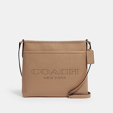 COACH 91167 FILE BAG WITH COACH PRINT IM/TAUPE