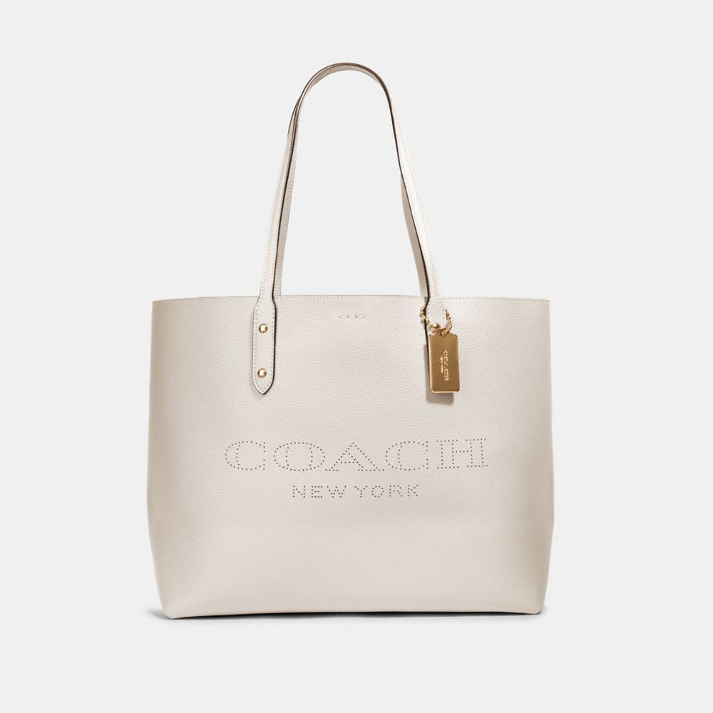 TOWN TOTE WITH COACH PRINT - 91168 - IM/CHALK LIGHT SADDLE