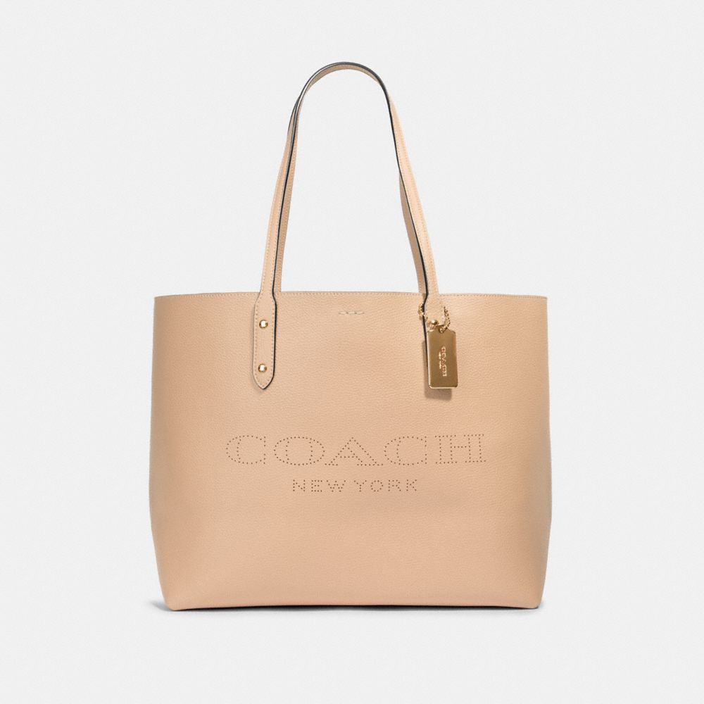 COACH 91168 TOWN TOTE WITH COACH PRINT IM/TAUPE POPPY