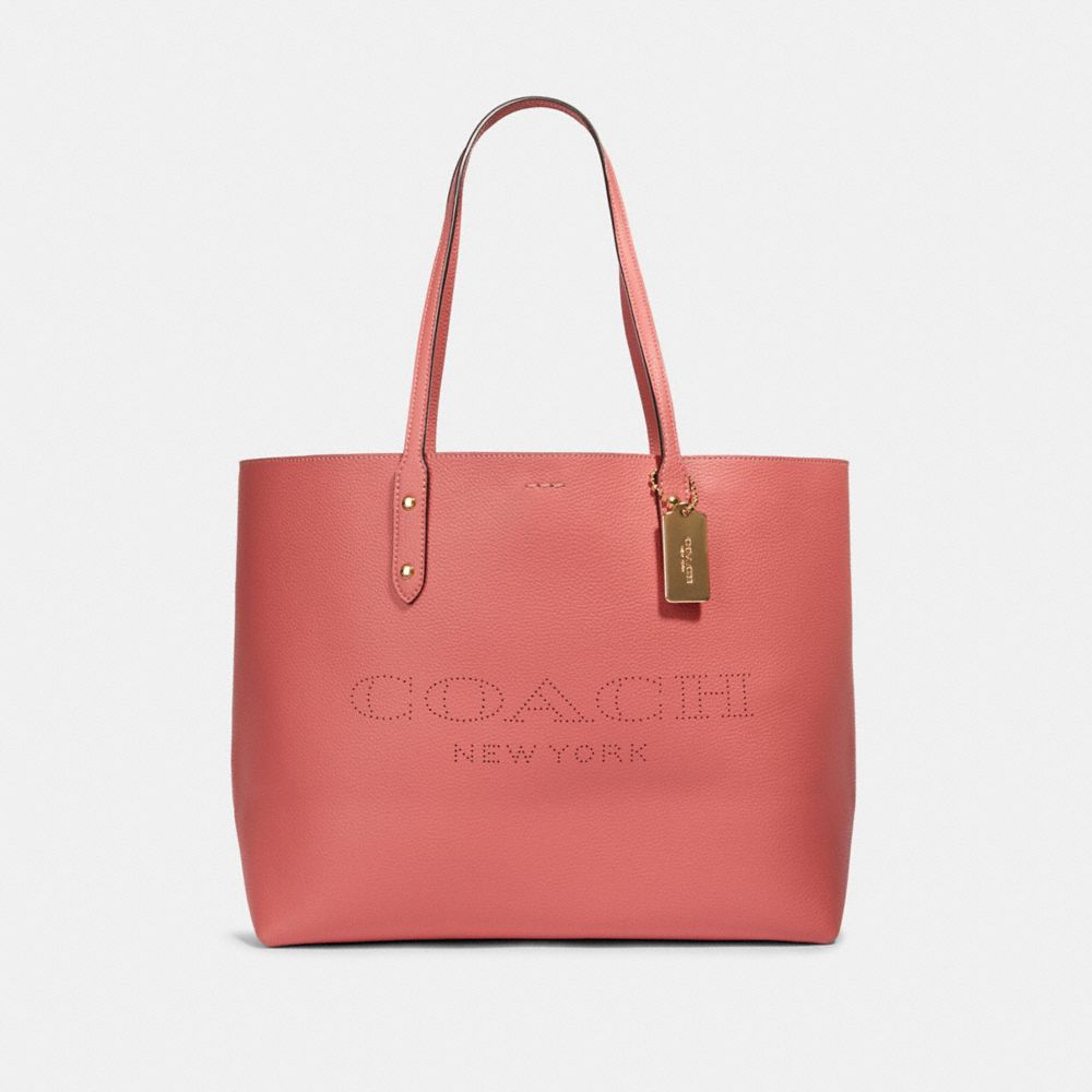 TOWN TOTE WITH COACH PRINT - IM/BRIGHT CORAL WINE - COACH 91168