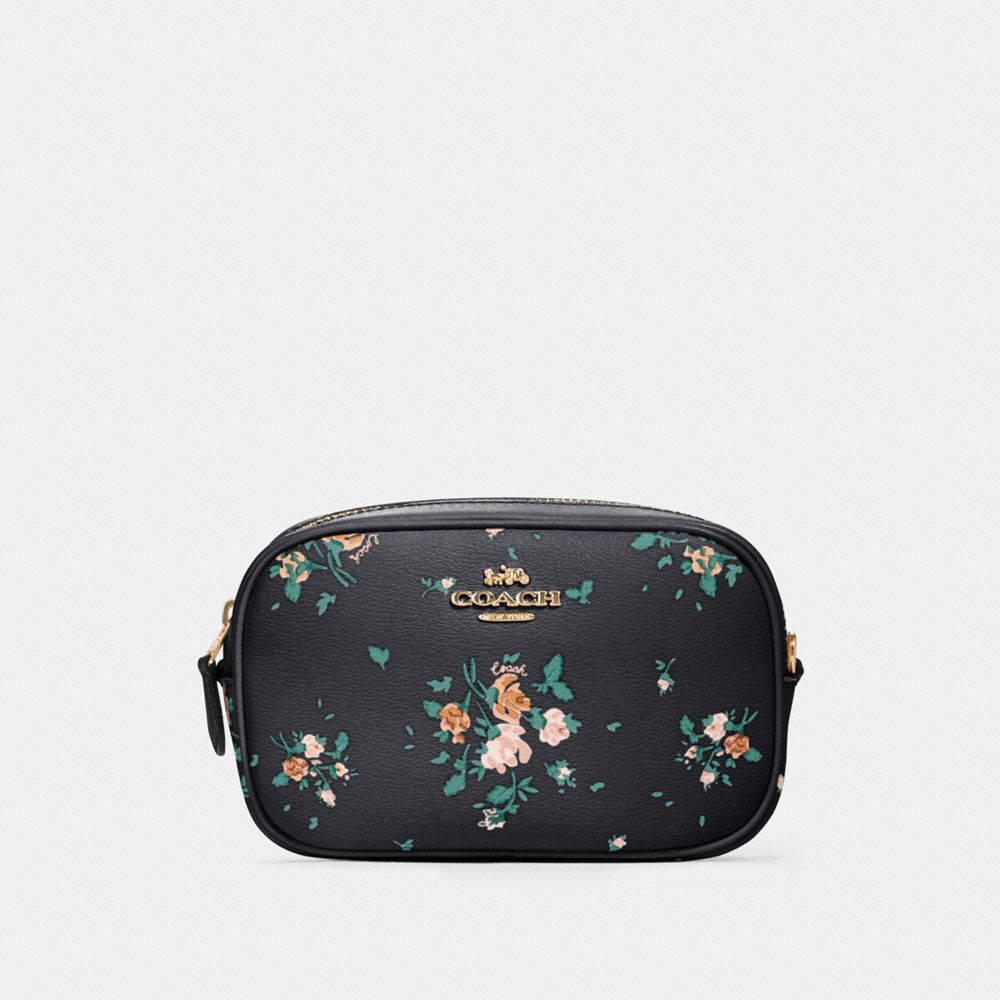 COACH 91179 CONVERTIBLE BELT BAG WITH ROSE BOUQUET PRINT SV/MIDNIGHT-MULTI