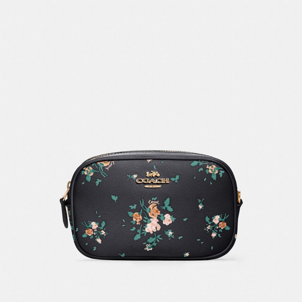 COACH 91179 CONVERTIBLE BELT BAG WITH ROSE BOUQUET PRINT SV/MIDNIGHT MULTI