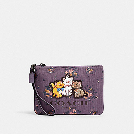 COACH DISNEY X COACH GALLERY POUCH WITH ROSE BOUQUET PRINT AND ARISTOCATS - QB/DUSTY LAVENDER MULTI - 91184