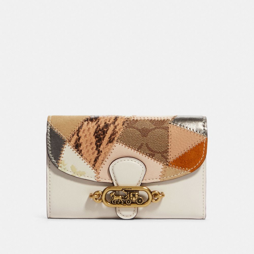 COACH 91193 JADE MEDIUM ENVELOPE WALLET WITH PATCHWORK OL/CHALK MULTI