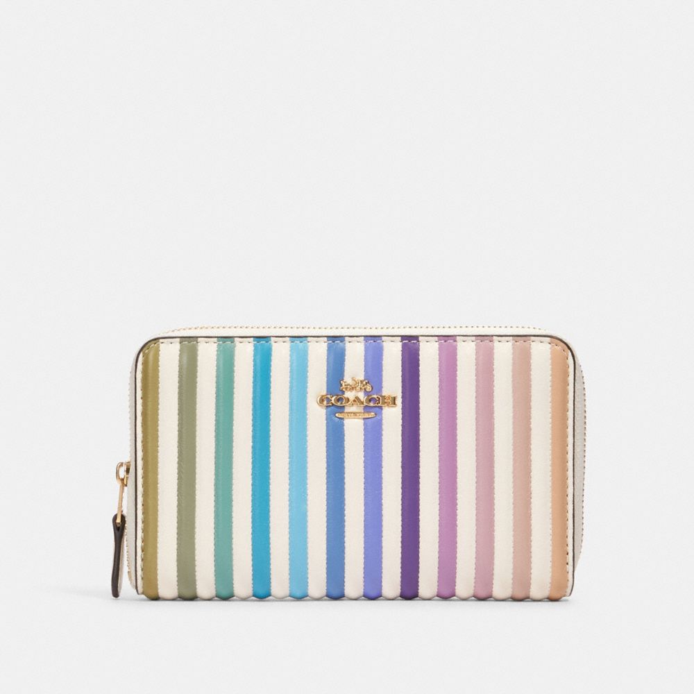 COACH 91197 - MEDIUM ZIP AROUND WALLET WITH OMBRE QUILTING IM/CHALK MULTI