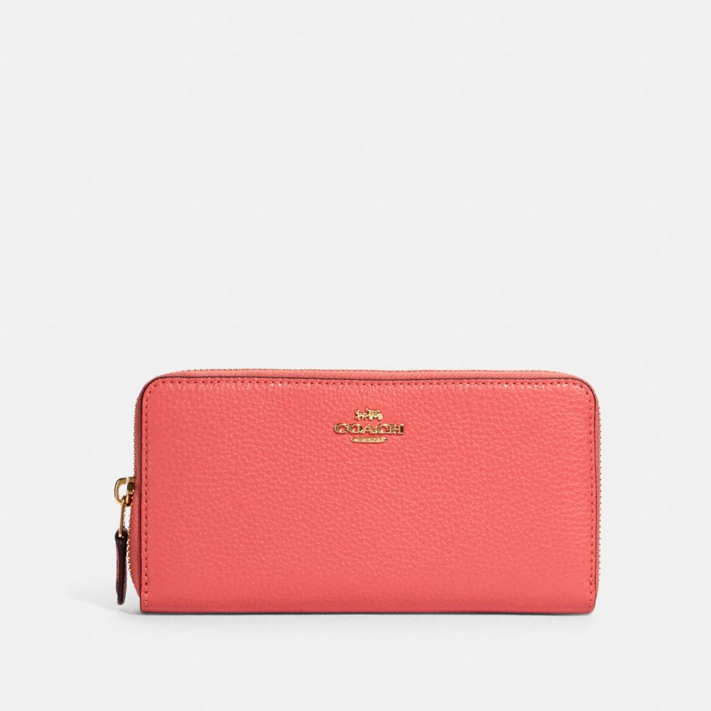 COACH 91207 - ACCORDION ZIP WALLET IM/BRIGHT CORAL WINE