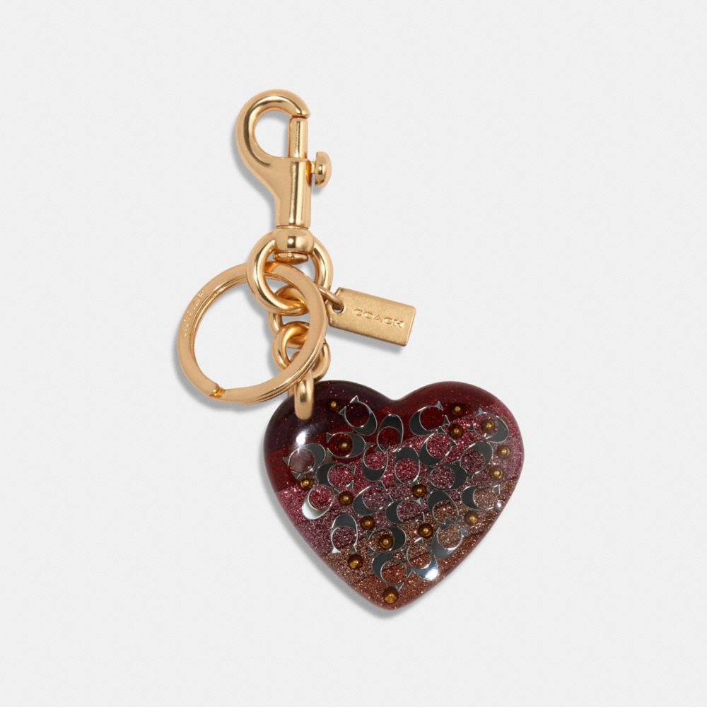 COACH SIGNATURE HEART BAG CHARM - IM/PINK MULTICOLOR - 91208