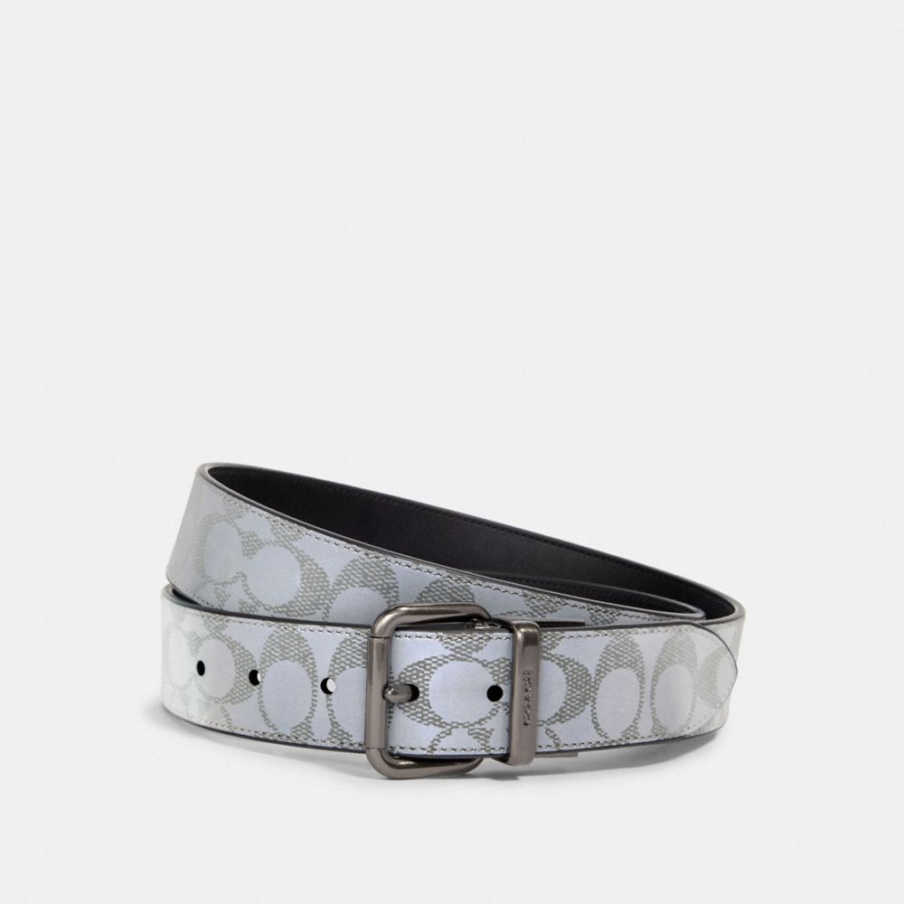 COACH 91223 Harness Buckle Cut-to-size Reversible Belt, 38mm QB/REFLECTIVE SILVER