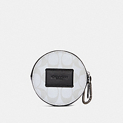 ROUND HYBRID POUCH IN REFLECTIVE SIGNATURE CANVAS - 91226 - QB/REFLECTIVE SILVER