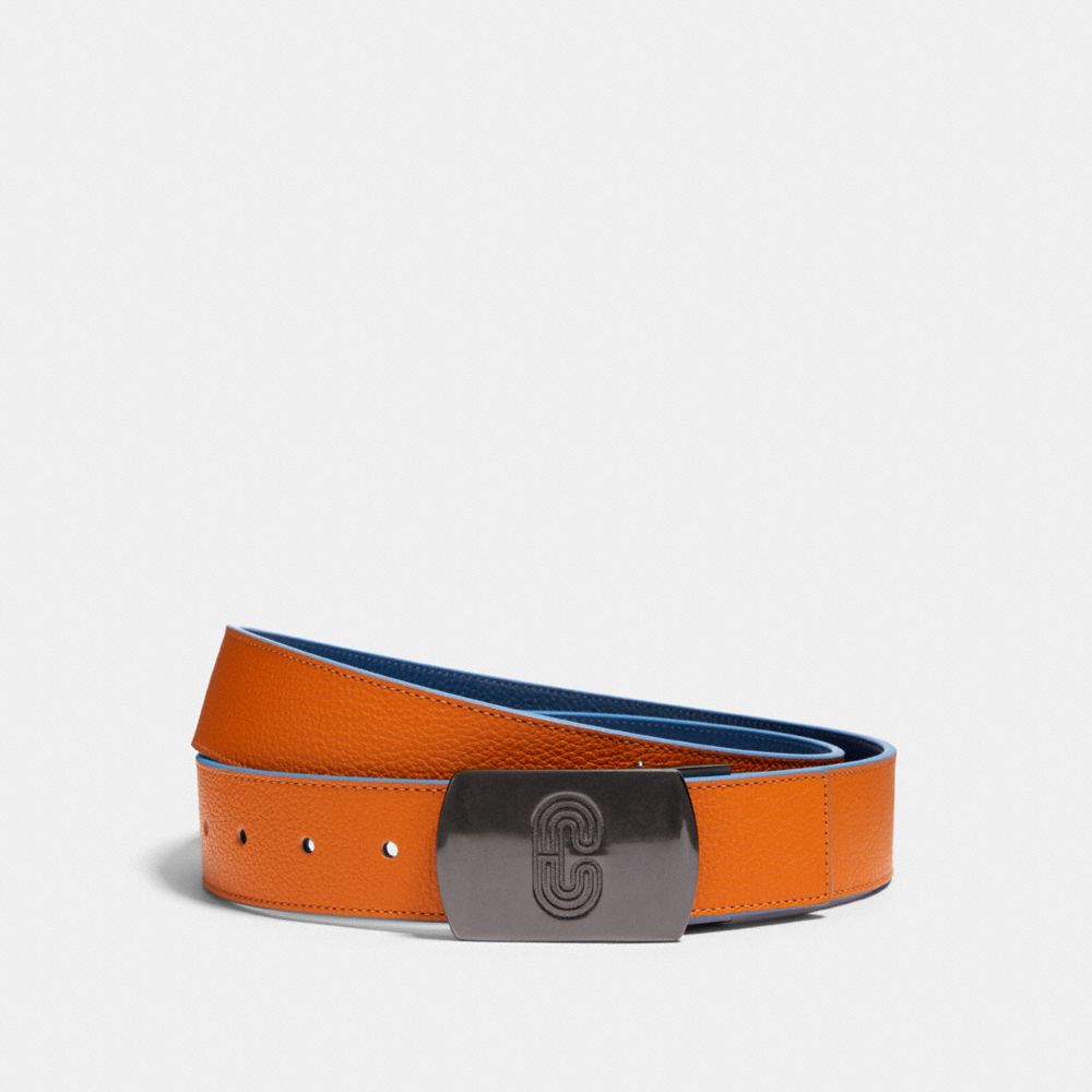 COACH PLAQUE BUCKLE CUT-TO-SIZE REVERSIBLE BELT, 38MM - QB/CLEMENTINE ADMIRAL - 91232