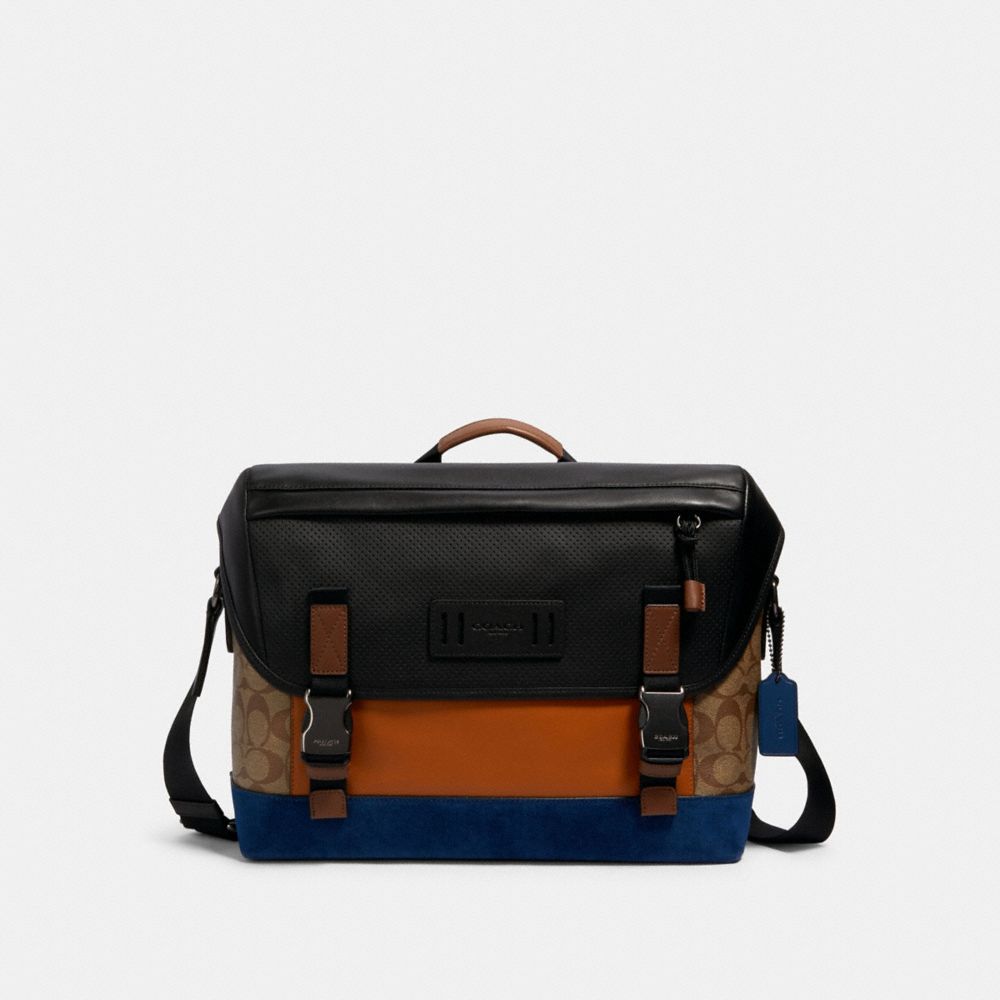 RANGER MESSENGER IN SIGNATURE CANVAS WITH MOUNTAINEERING DETAIL - QB/TAN BURNT SIENNA MULTI - COACH 91238