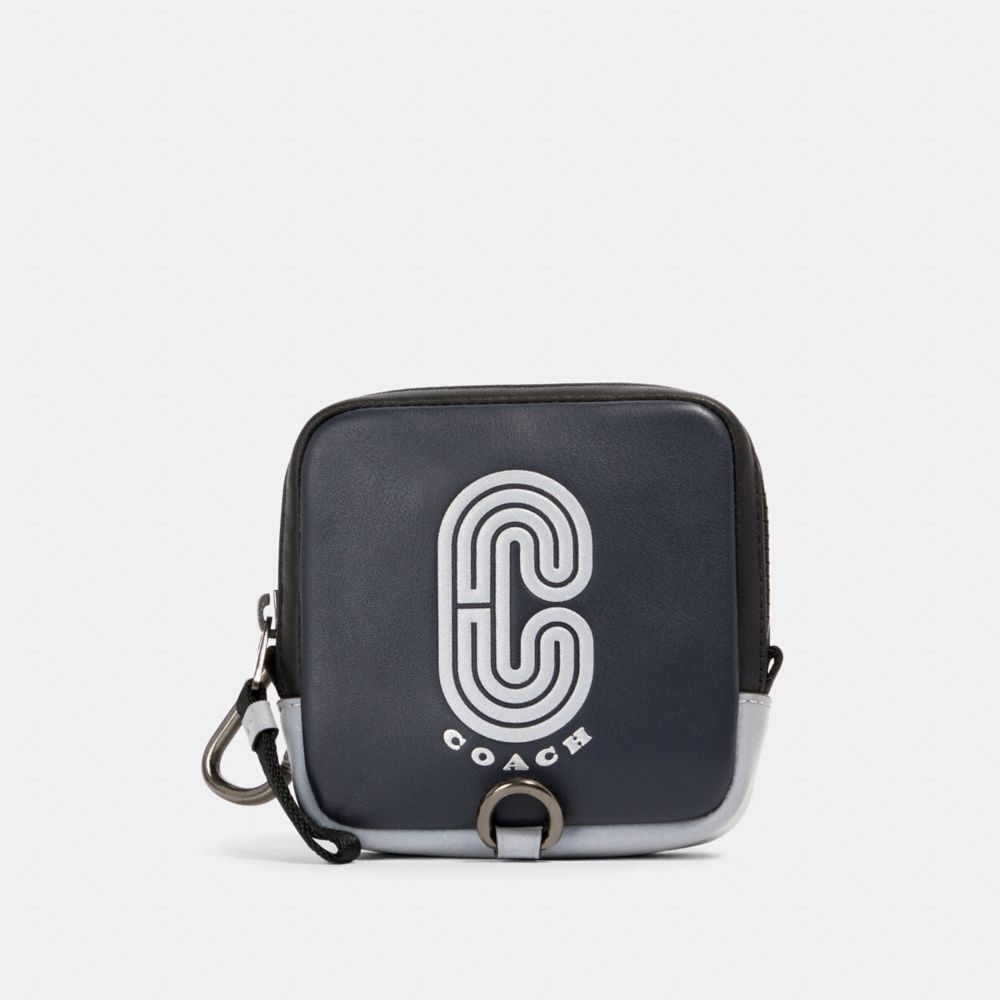 SQUARE HYBRID POUCH WITH REFLECTIVE COACH PATCH - 91252 - QB/MIDNIGHT NAVY MULTI