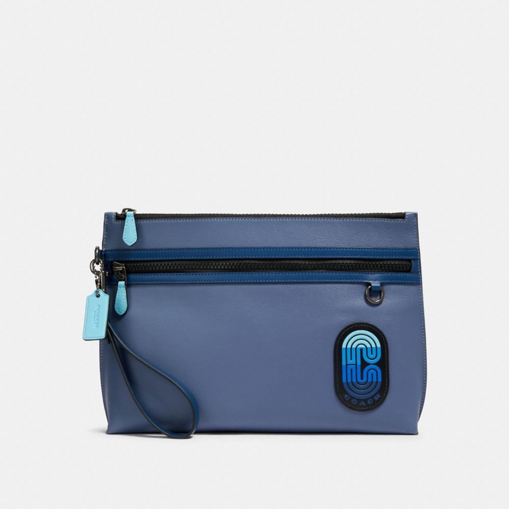 COACH 91262 CARRYALL POUCH IN COLORBLOCK WITH COACH PATCH QB/BLUE MULTI