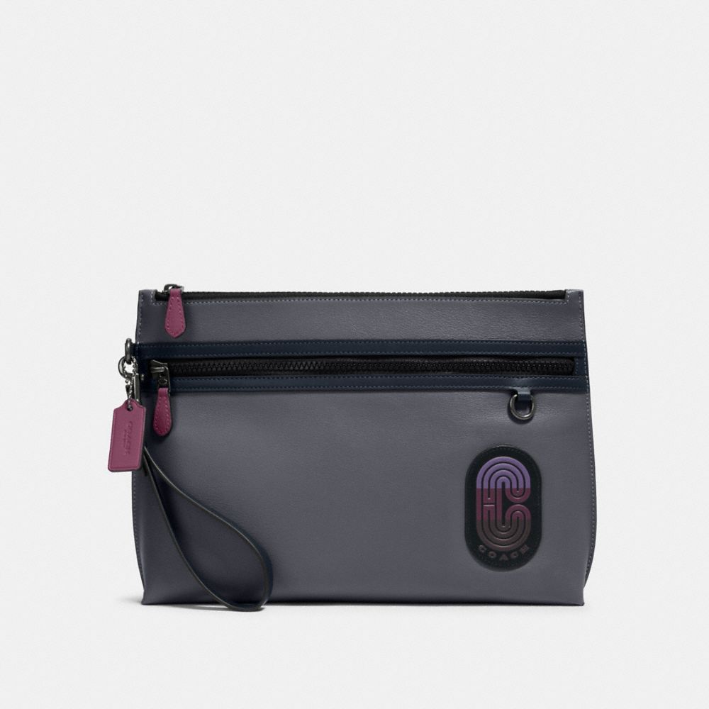 COACH 91262 CARRYALL POUCH IN COLORBLOCK WITH COACH PATCH QB/GREY PURPLE MULTI