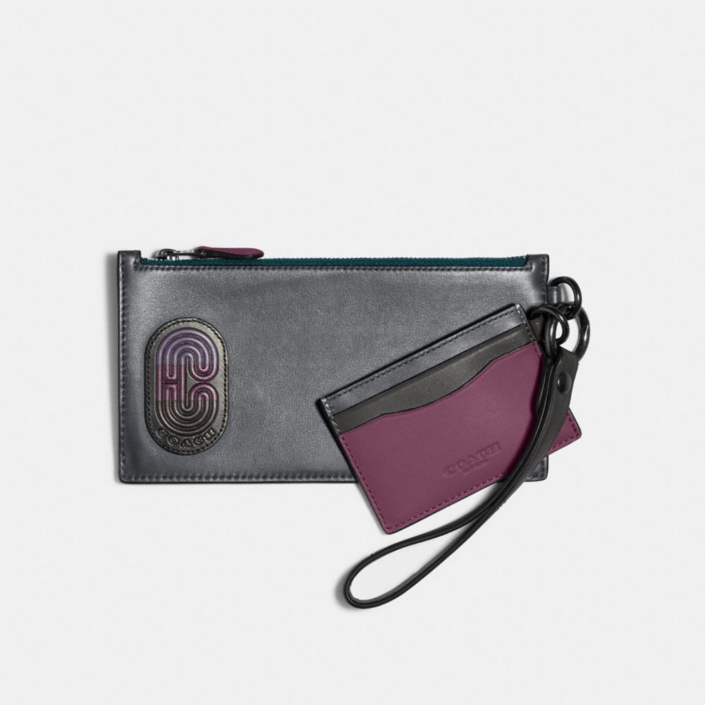 COACH 91263 SLG TRIO IN COLORBLOCK WITH COACH PATCH QB/GREY PURPLE MULTI