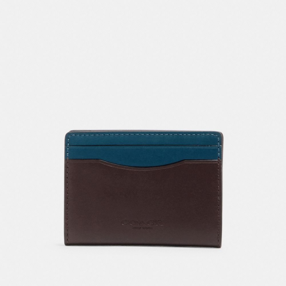 COACH 91265 MAGNETIC CARD CASE IN COLORBLOCK QB/OXBLOOD-AEGEAN-MULTI