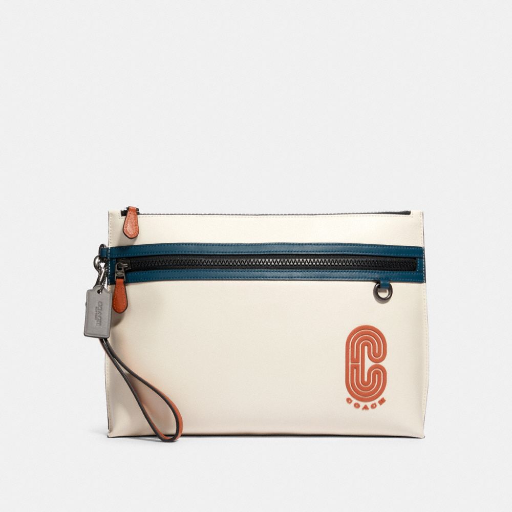 SPORTY CARRY ALL POUCH IN COLORBLOCK WITH COACH PATCH - 91269 - QB/CHALK AEGEAN MULTI