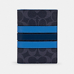 COACH 91274 Passport Case In Signature Canvas With Varsity Stripe QB/DENIM MULTI