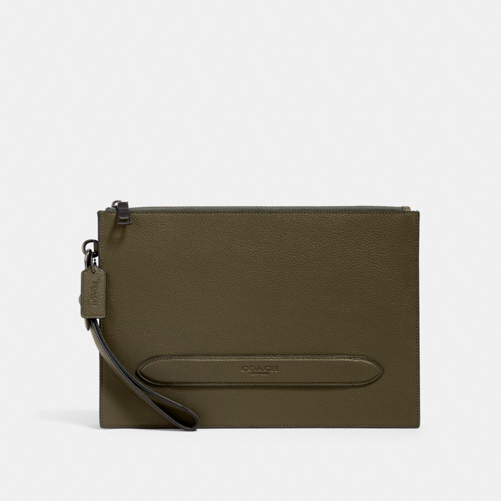 COACH 91278 - STRUCTURED POUCH - QB/UTILITY GREEN | COACH MEN