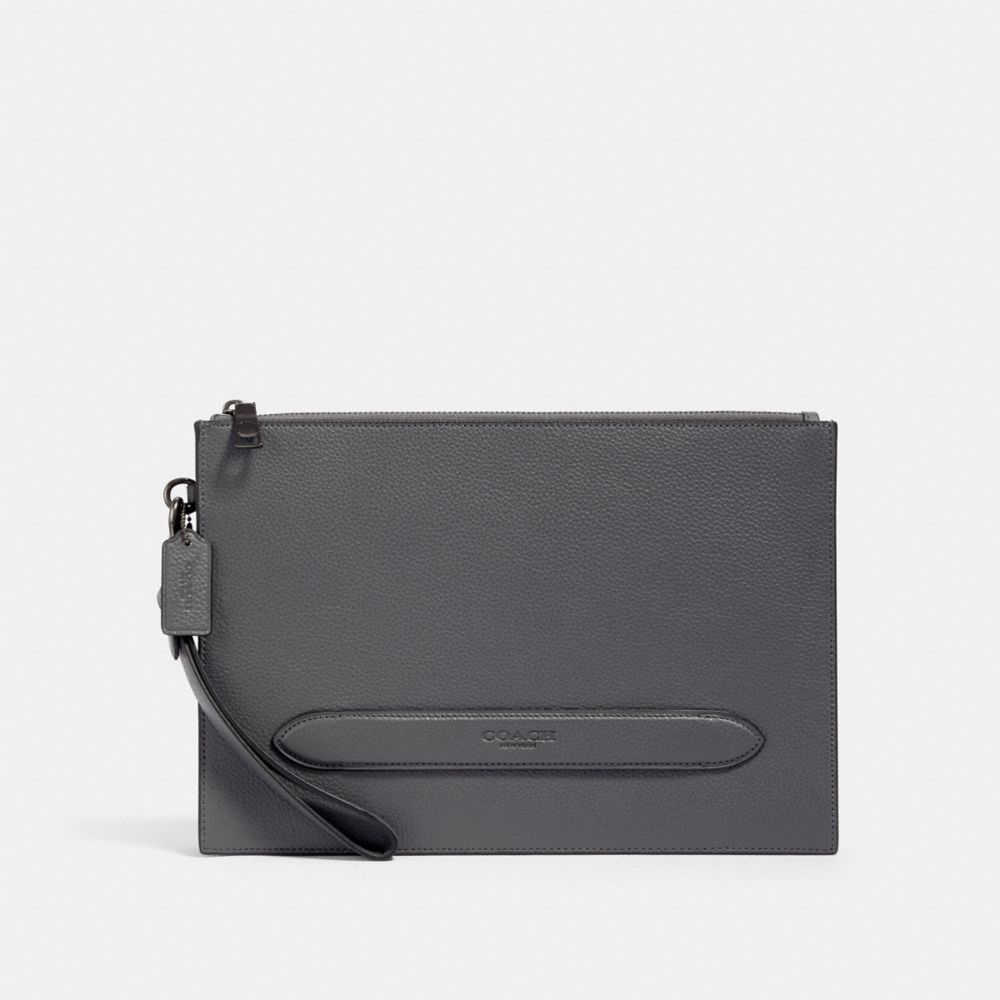 COACH 91278 - STRUCTURED POUCH QB/INDUSTRIAL GREY