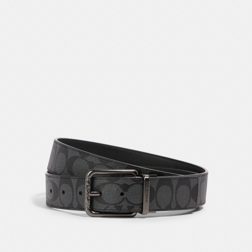 COACH 91283 - HARNESS BUCKLE CUT-TO-SIZE REVERSIBLE BELT, 38MM QB/CHARCOAL/BLACK