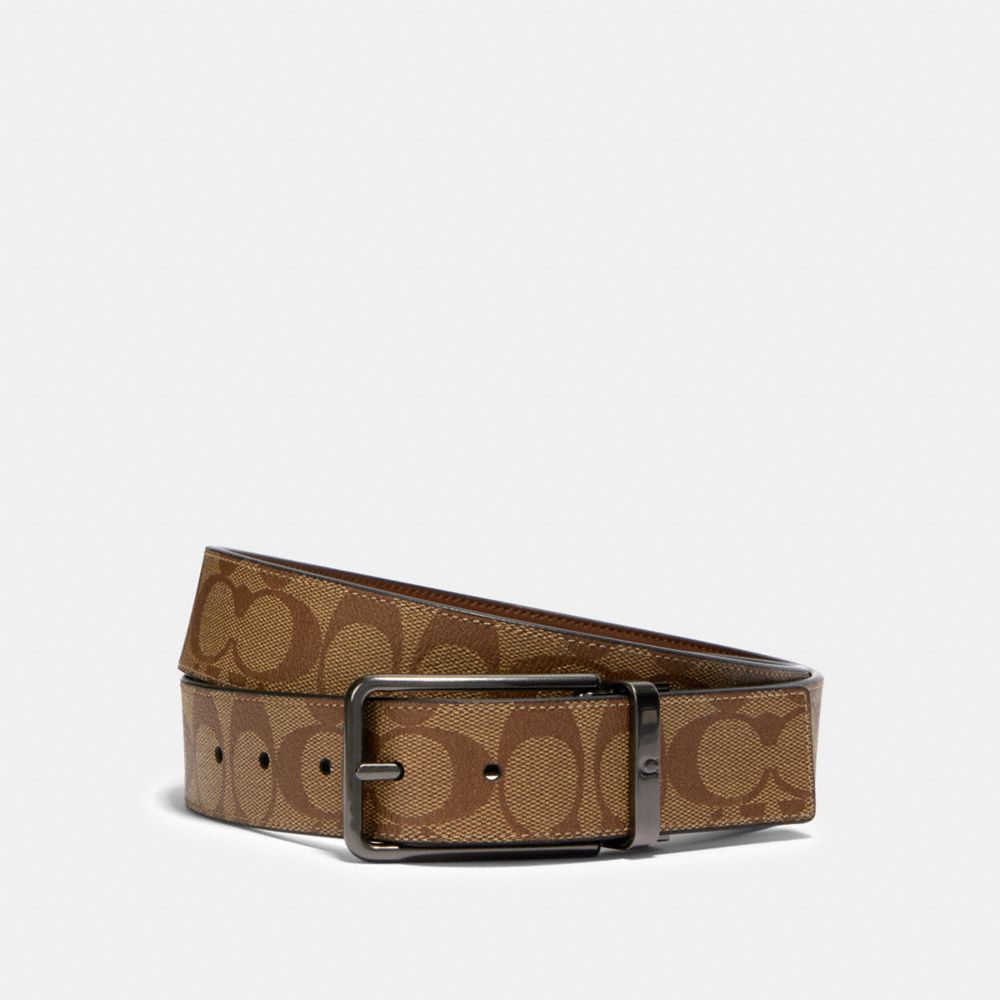 COACH 91284 SQUARE BUCKLE CUT-TO-SIZE REVERSIBLE BELT, 38MM QB/TAN-DARK-SADDLE