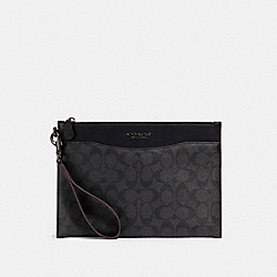 BECKETT SLIM POUCH IN SIGNATURE CANVAS - 91285 - JI/BLACK/BLACK