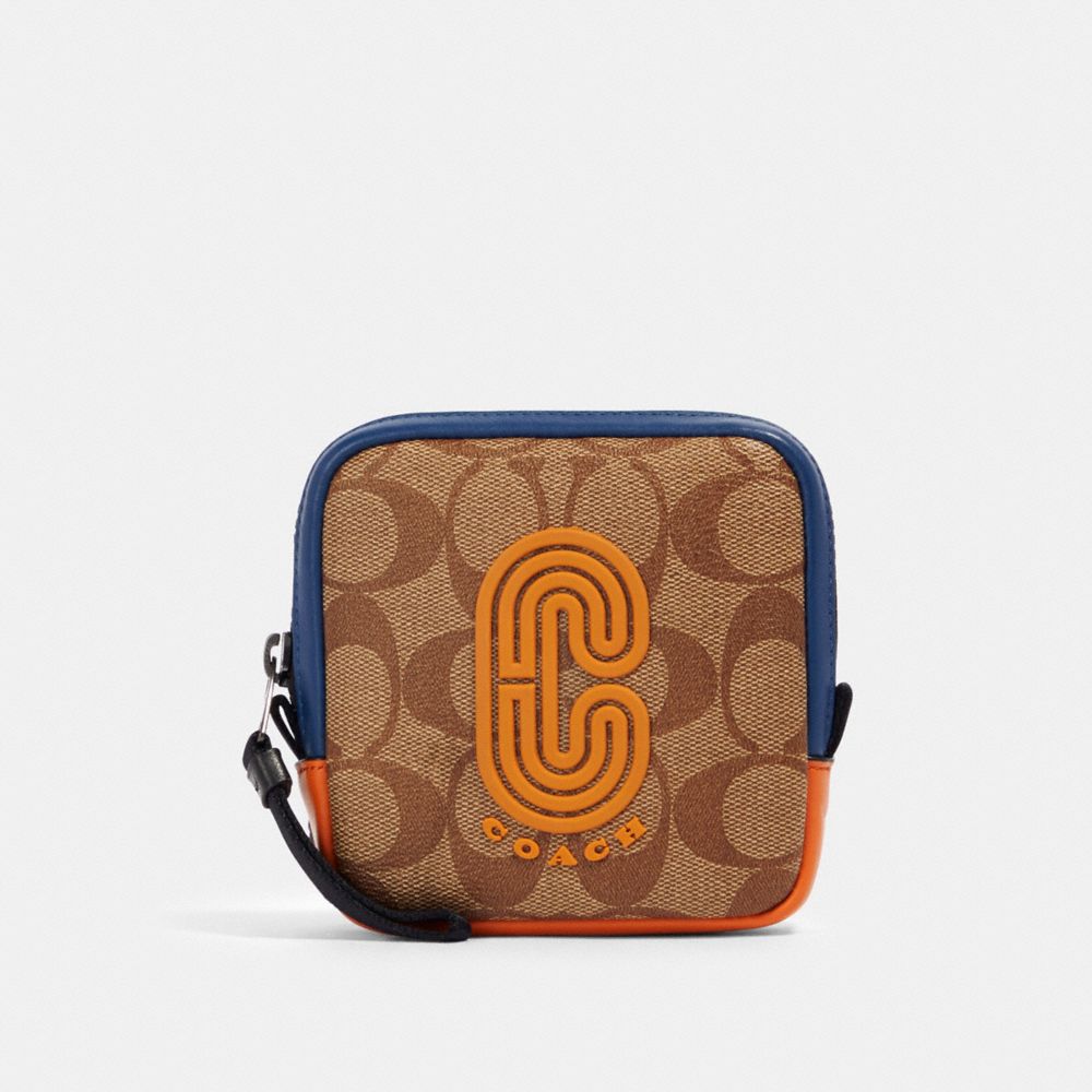 COACH 91297 - SQUARE HYBRID POUCH IN COLORBLOCK SIGNATURE CANVAS WITH COACH PATCH QB/TAN ADMIRAL MULTI