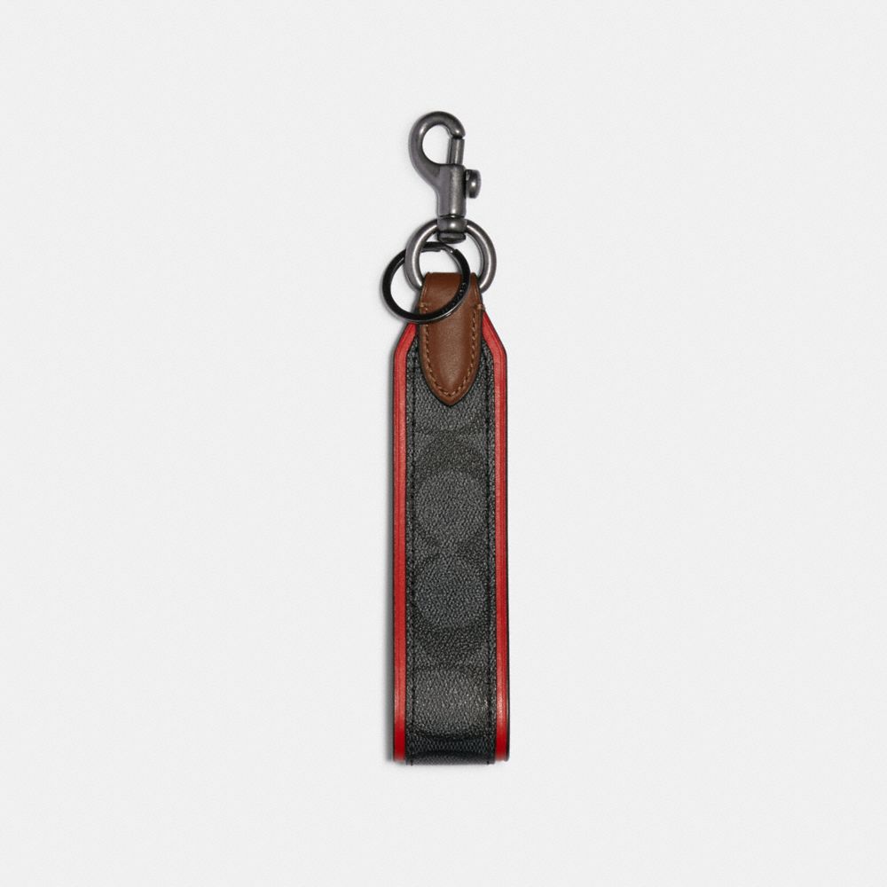 LOOP KEY FOB IN SIGNATURE CANVAS - QB/CHARCOAL SPORT RED - COACH 91313