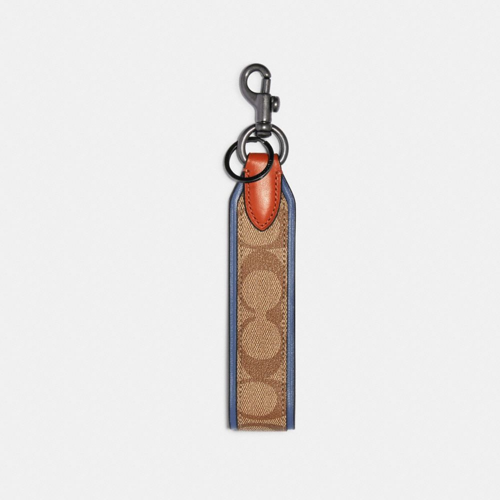 LOOP KEY FOB IN SIGNATURE CANVAS - QB/TAN ADMIRAL MULTI - COACH 91313