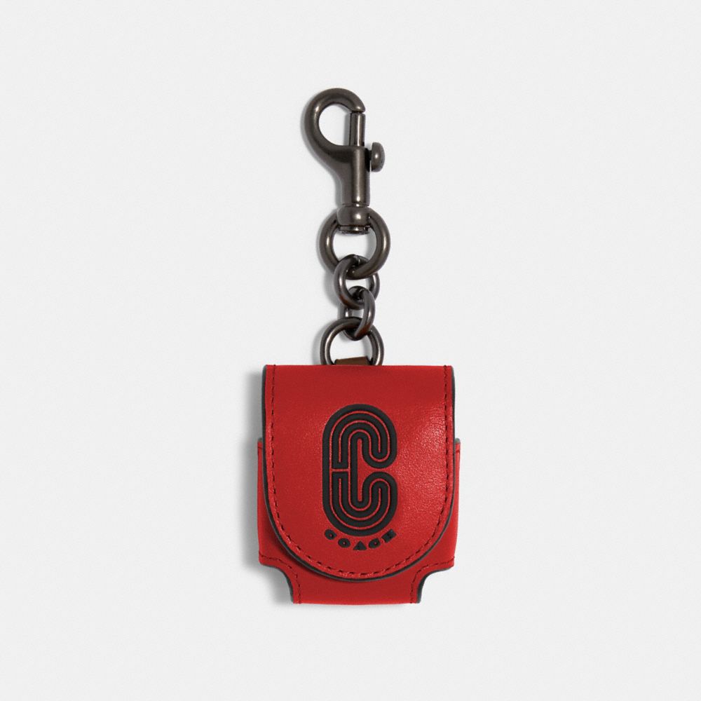 COACH 91315 Earbud Case Bag Charm In With Coach Patch QB/SPORT RED