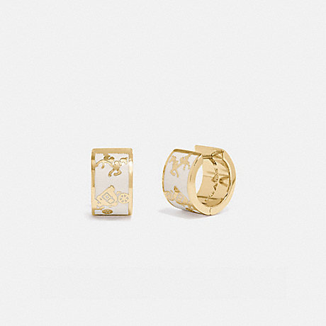 COACH Horse And Carriage Huggie Earrings - GOLD/CHALK - 91335