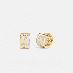 Horse And Carriage Huggie Earrings - 91335 - GOLD/CHALK