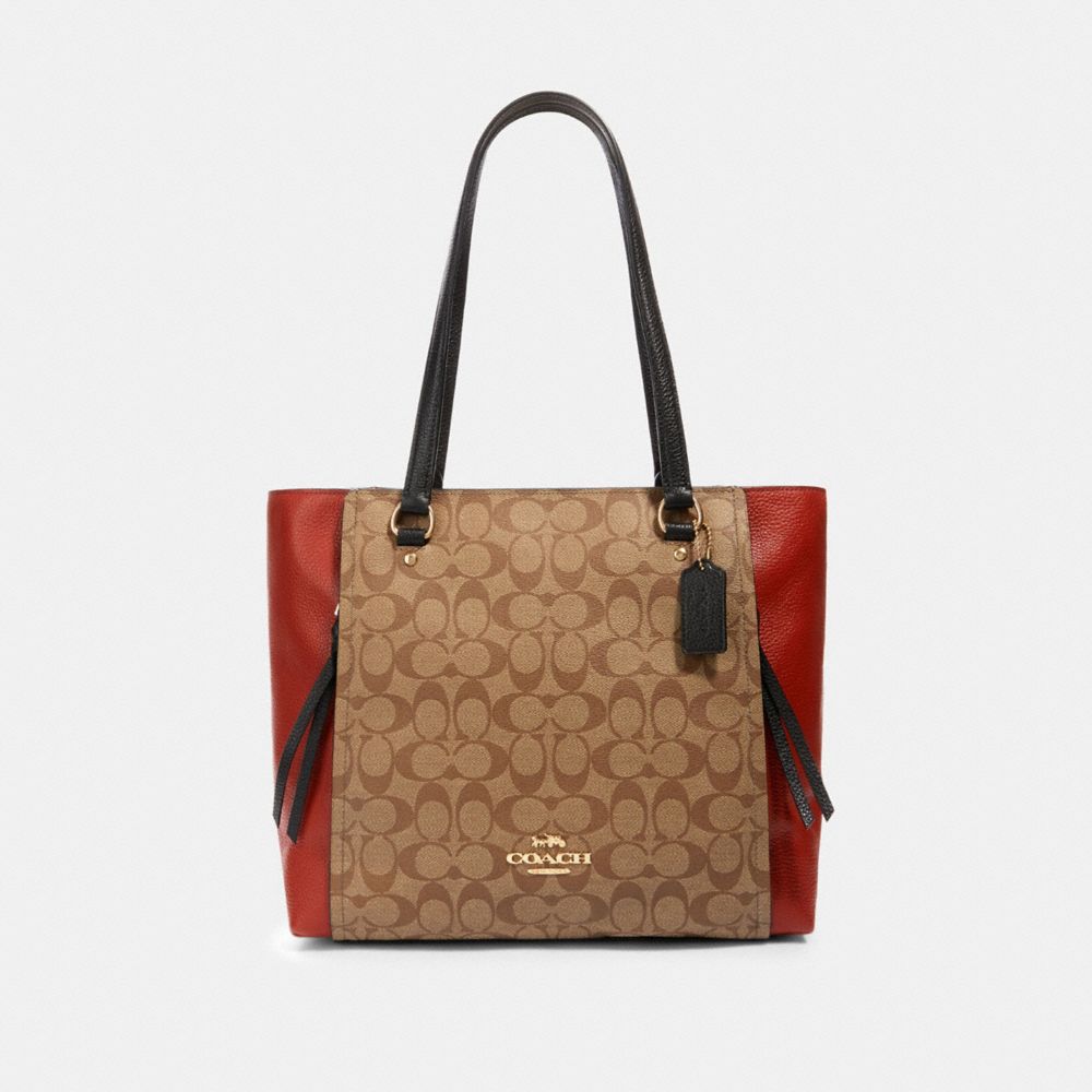 MARLON TOTE IN COLORBLOCK SIGNATURE CANVAS - IM/KHAKI MULTI - COACH 91385