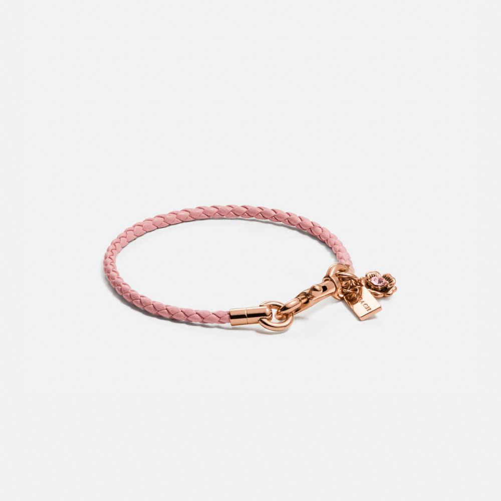 COACH 91390 Braided Friendship Bracelet With Tea Rose Charm RS/BLOSSOM