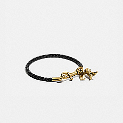 COACH 91391 Braided Friendship Bracelet With Rexy Charm GOLD/BLACK