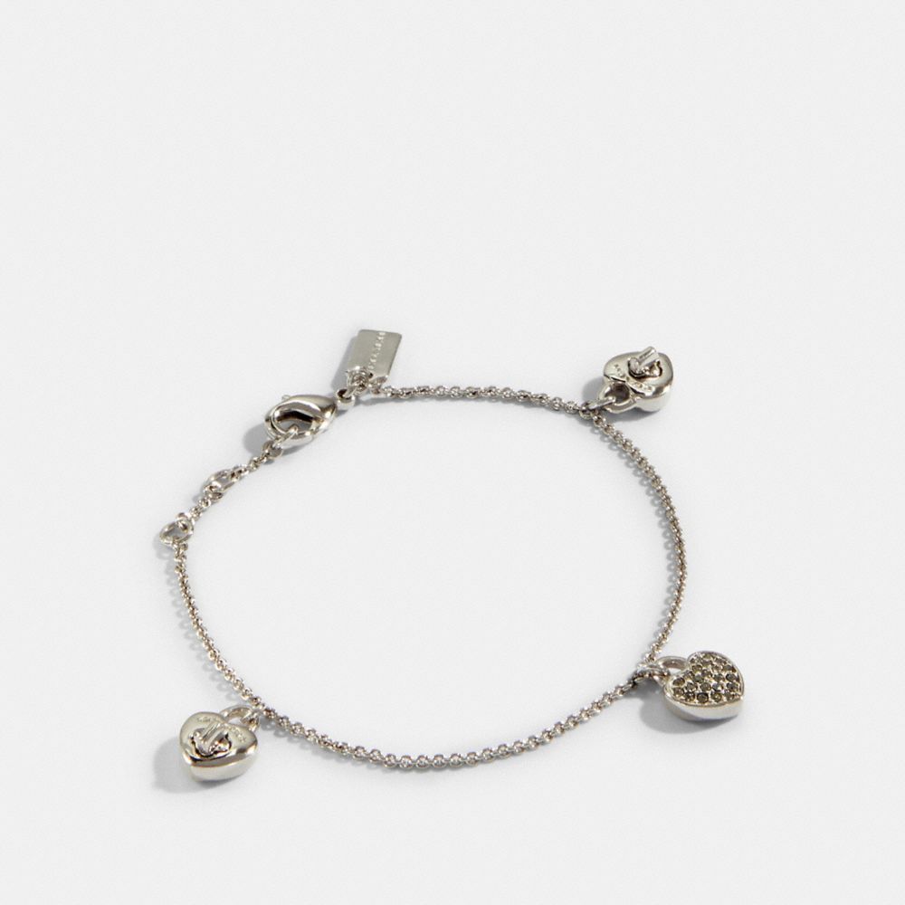 PAVE TURNLOCK HEART BRACELET - 91403 - SILVER