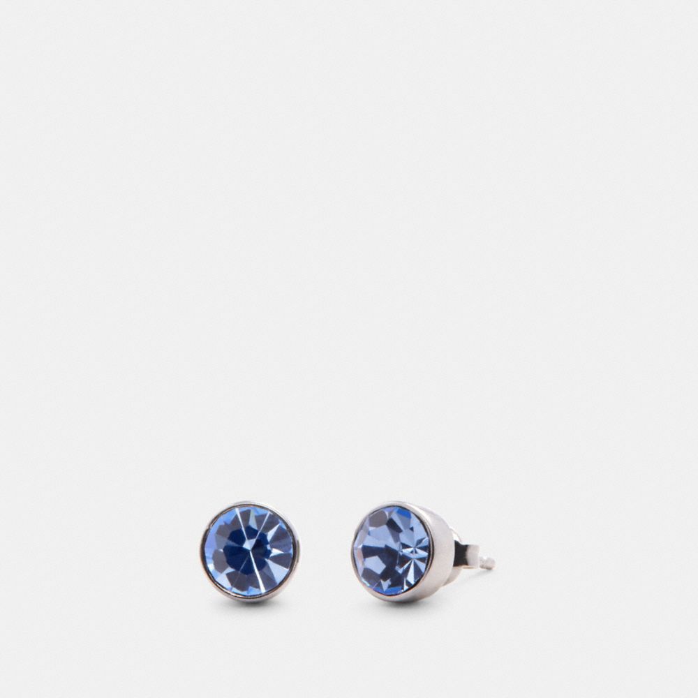 COACH 91406 Crystal Stud Earrings SV/BLUE
