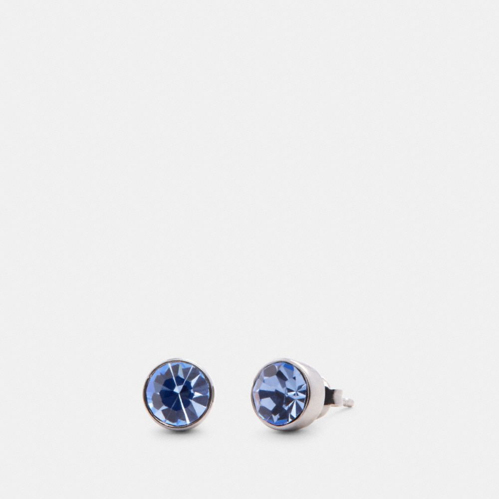 COACH CRYSTAL STUD EARRINGS - SV/BLUE - 91406