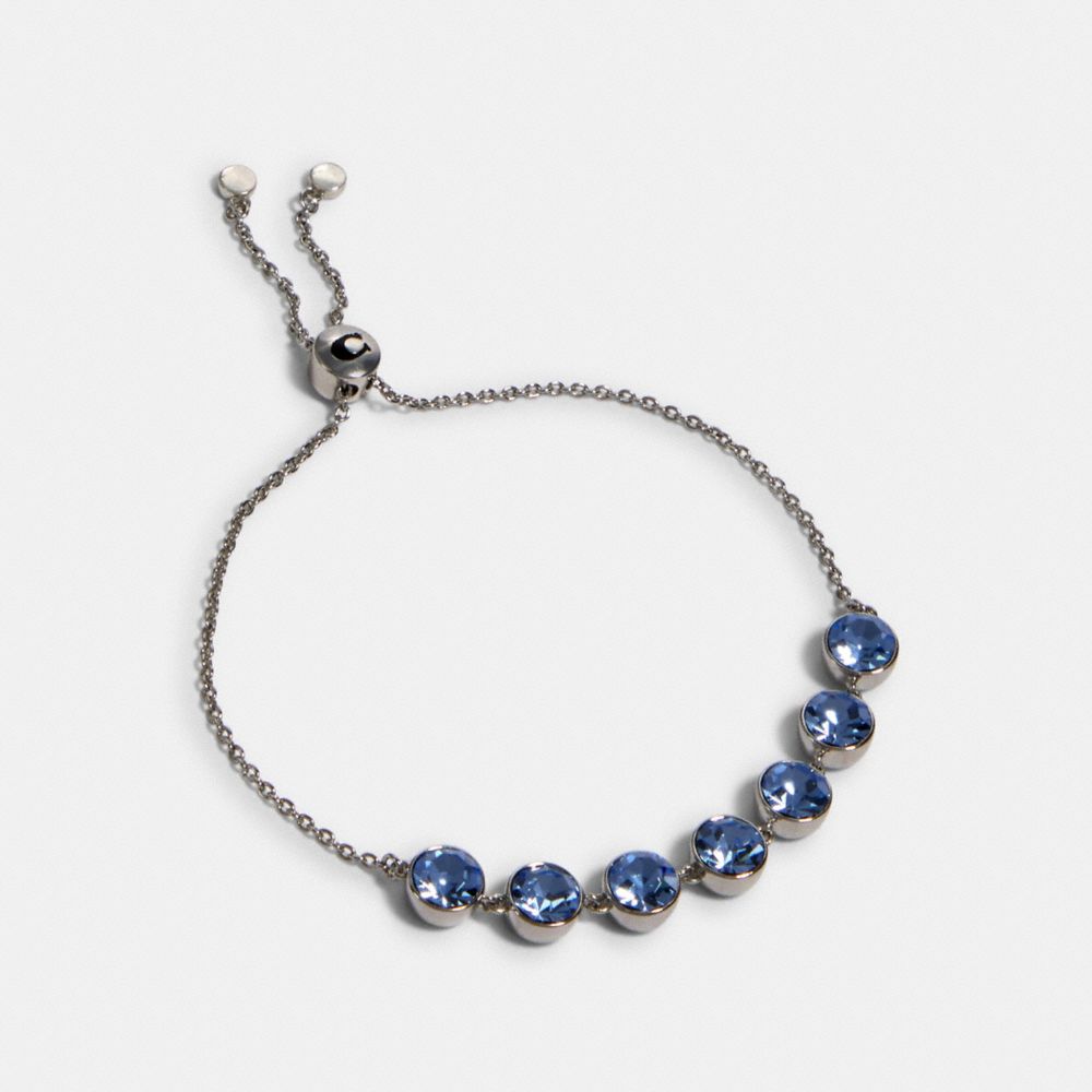 COACH CRYSTAL LINK SLIDER BRACELET - SV/BLUE - 91407