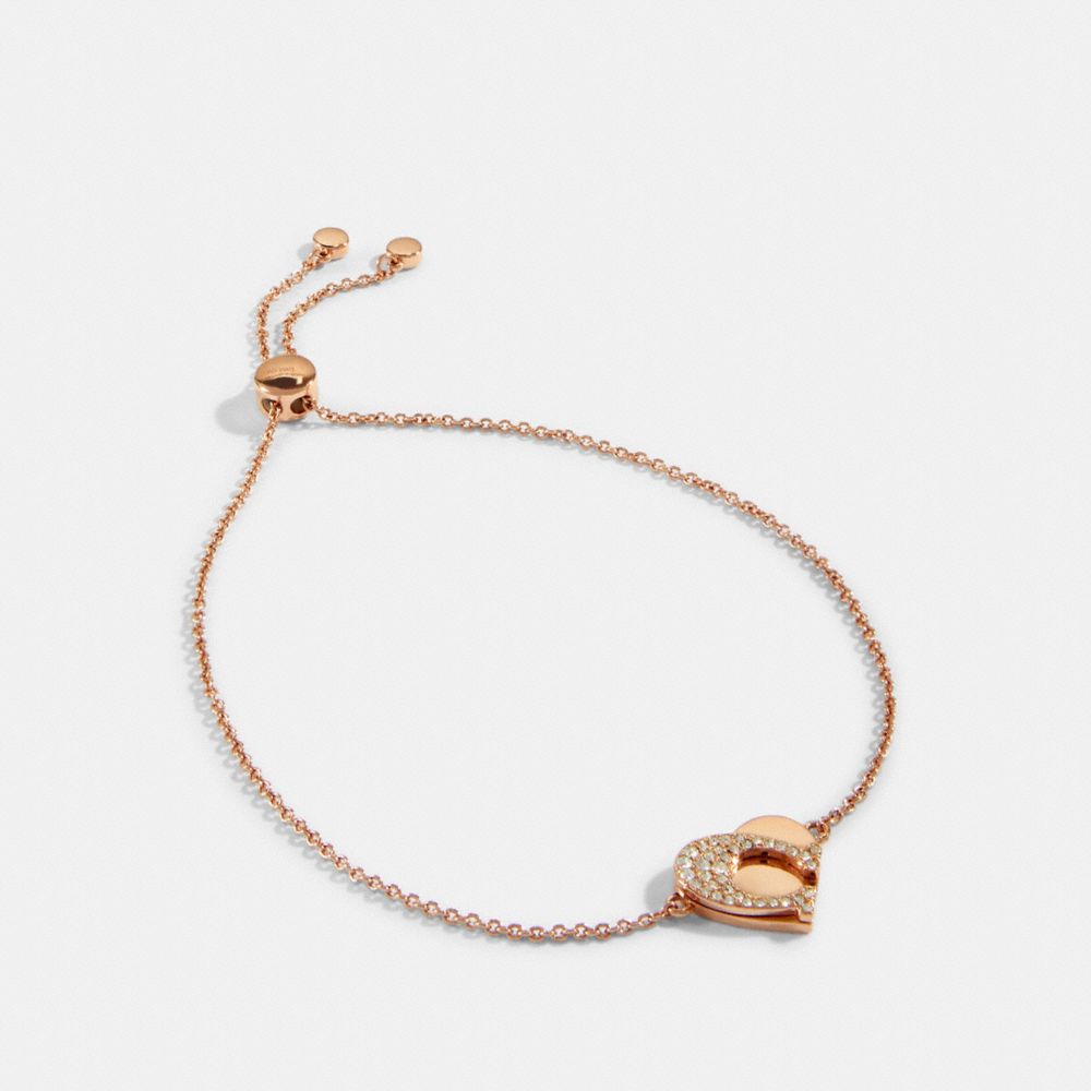 COACH SIGNATURE HEART SLIDER BRACELET - ROSEGOLD - 91422