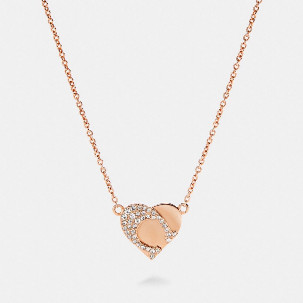 COACH 91423 Signature Heart Necklace ROSEGOLD