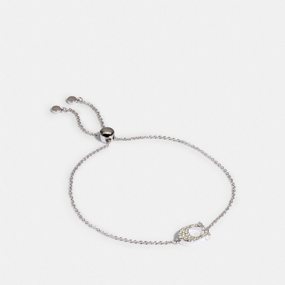 PAVE SIGNATURE SLIDER BRACELET - SILVER - COACH 91427