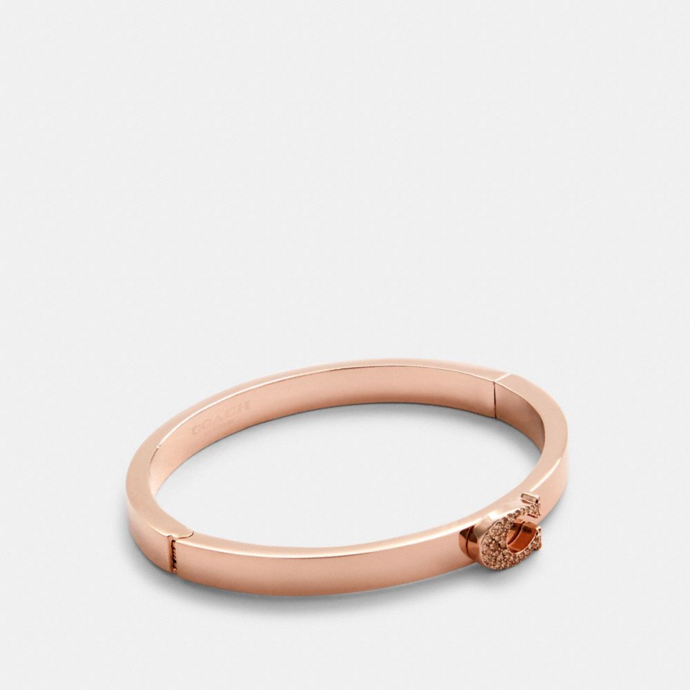 COACH PAVE SIGNATURE HINGED BANGLE - ROSEGOLD - 91428