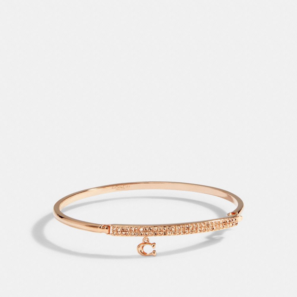 COACH SIGNATURE PAVE BAR HINGED BANGLE - ROSEGOLD - 91429